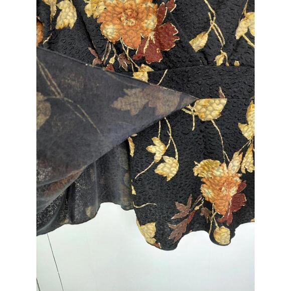 Vintage Top Womens L Babydoll Textured Faux Wrap Y2K Witchy Grunge Dark Fall - Picture 5 of 9